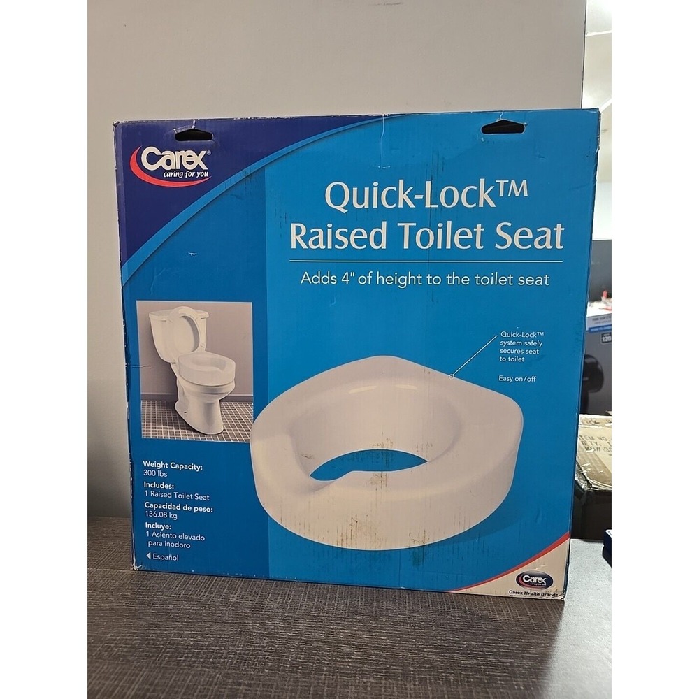 Carex Quick Lock Raised‎ Toilet Seat 4" Added Height B32000